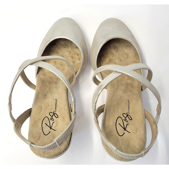 Ros Hommerson Caliente Shoes Womens 9.5W Silver Shimmer Leather Slingback Retro - Picture 9 of 13